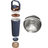 Bouteille shaker à protéines en acier inoxydable personnalisable 600 ml avec échelle graduée, compartiment de rangement et grille de mélange, mélangeur portable pour la salle de sport