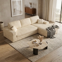 Canapé convertible moderne en velours côtelé, modulaire, écologique, adapté aux appartements, avec fonction relax, 2-en-1, design d'angle en L, carré