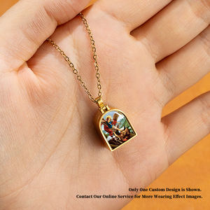 Giveluck thép không gỉ cửa mề đay Mặt dây chuyền St. Francis assisi Christian Thiết kế khung vàng tinh thể màu đỏ Kinh Thánh Scroll lưu trữ - Product Image 3