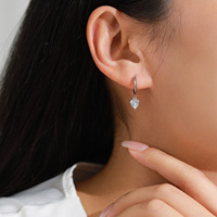Nouvelles boucles d'oreilles pendantes en argent sterling S925 en forme de cœur pour femmes, boucles d'oreilles romantiques en forme de cœur pour la Saint-Valentin