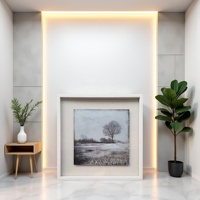 Cadre Mural Paysage Arbre avec Boîte à Ombre Grise – Art Naturel pour Décoration Intérieure Moderne