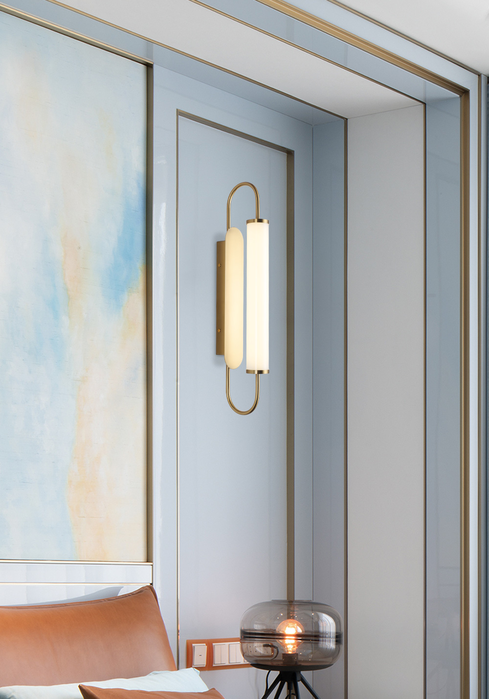Modern Decoration Iron Acrylic Golden Color Indoor Wall Sconces Bathroom Led Wall Lamp