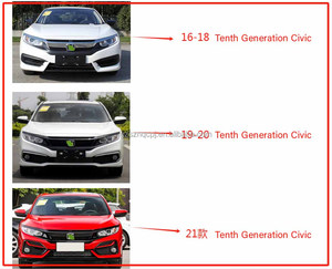 Parrillas para Honda <span class=keywords><strong>Civic</strong></span> <span class=keywords><strong>Typer</strong></span> 10ª Generación 2016-2021, Rejilla de Entrada de Aire para Parachoques, Accesorios Exteriores para Automóviles, Kit de Carrocería - Product Image 6