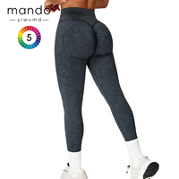 Mallas con estampado vaquero de punto de nailon y LICRA sin costuras para mujer, mallas de Yoga de cintura alta sin costuras frontales con logotipo personalizado