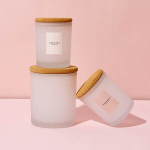 GOOPURE 7oz Buzlu Beyaz Cam Mum Kavanozları Mantarlı Boş Mum Kapları Mum Yapımı Malzemeleri için - Product Image 1