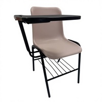 Chaise de formation empilable moderne avec tablette d'écriture et structure en métal, construction en plastique PP