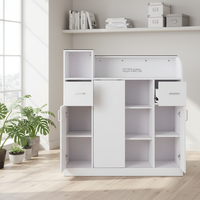 Comptoir de réception blanc, caisse enregistreuse, design minimaliste moderne, en bois, équipement pour salon de beauté