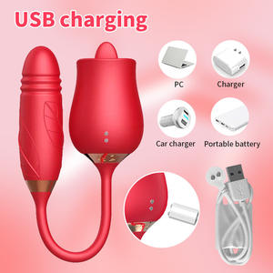 Gül vibratör dil yalama ve emme çift titreşimli klitoral G Spot stimülatörü silikon kadın Women tor seks oyuncak kadınlar için - Product Image 6