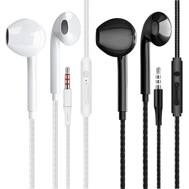 3.5mm Wired Earphones Stereo Earbuds Sports Noise Cancelling Headphones with Microphone Stereo Headset