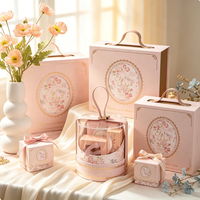 Boîte cadeau vide de luxe de style français, en papier recyclé mat, avec poignée portable, pour cadeaux de mariage, dragées, emballage personnalisé