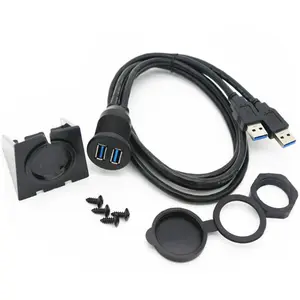 usb 3.0 Double male to female Car Dashboard Flush panel Mount AUX Socket Extension cable sata a usb 3.0