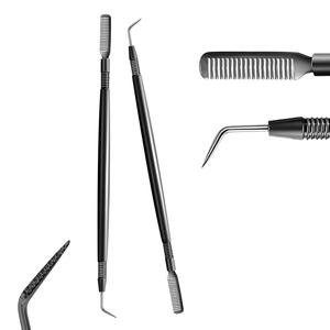 Outils pour extensions de cils en acier inoxydable 2026, logo personnalisé avec rainures, outil de levage des extensions de cils pointus par Bahasa Pro - Product Image 1