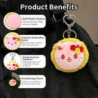 Porte-clés personnalisé en peluche animale mignonne, jouet en peluche doux, breloque florale pour sac avec broderie, anneau métallique, cadeau personnalisé