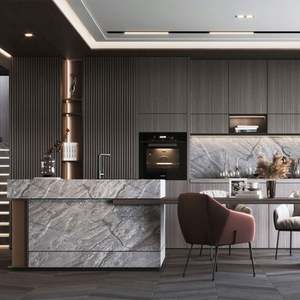 Ensemble de meubles de cuisine en acrylique, design moderne et luxueux, modulaire intégré, avec îlots pour la cuisine - Product Image 2