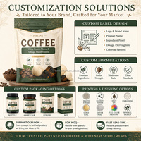 Poudre de café aux champignons végétaliens OEM, formule complexe 10 en 1 pour stimuler le système immunitaire, extrait de crinière de lion