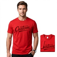 Custom Men's Red T-Shirt O-Neck Short Sleeve Front Logo Blank Design Streetwear Regular Fit 100% Cotton Jersey Fabric Letter