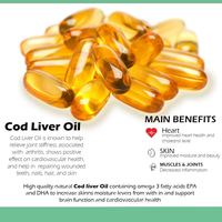 Hochwertige Vitamine & Lebertran & EPA & DHA Softgel-Kapseln unterstützen die Herzgesundheit, die Gehirnfunktion und stärken das Immunsystem.