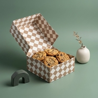 Boîtes à biscuits en carton blanc de haute qualité avec motif en damier, vente en gros, boîtes personnalisées pour l'emballage, impression de logo, boîtes en papier