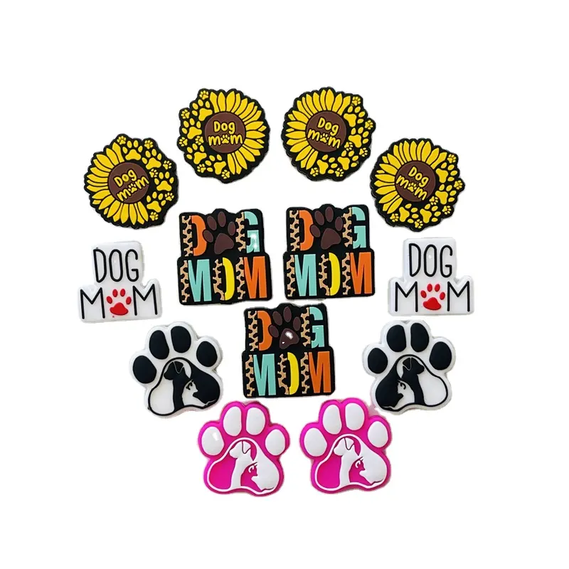New productt Não Tóxico BPA Livre silicone focal beads personagem bebê mastigar brinquedo Teething Dog's paw silicone beads
