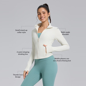 Maßgefertigte Großhandels-Damen-Sportjacke mit Reißverschluss Hautfreundliche Winddichte Schnelltrocknende Atmungsaktive Jacke für Yoga und Fitness - Product Image 2