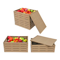 JOIN Caisse de rangement rectangulaire en bois à mailles, organisateur pour la maison, pour jouets, vêtements, livres