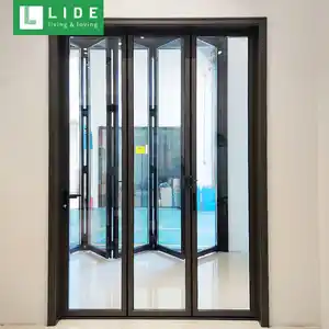 Puertas plegables corredizas de vidrio sin marco, accesorios de puerta de upvc bi Fold, ruedas de suspensión para puerta plegable