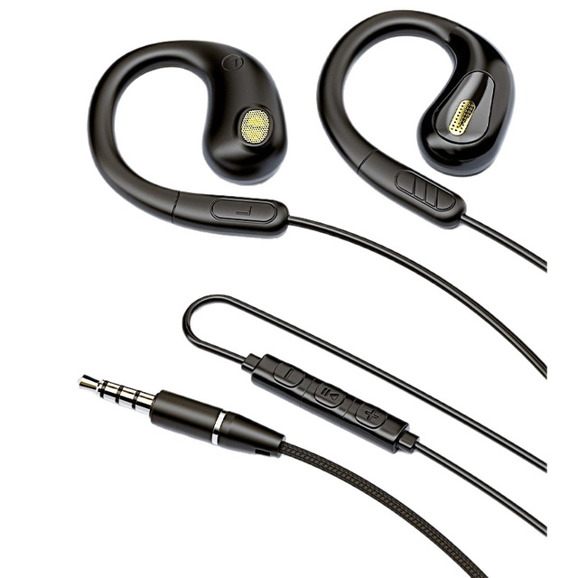 Type-C Digital Ear Hanging Wired Headphones in Ear Control Stereo Music 3.5mm Plug Sport Earphones