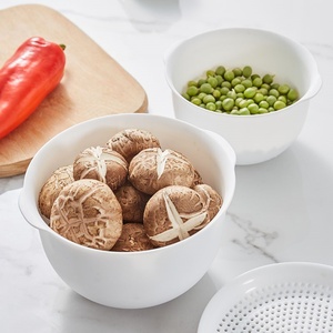 Kitchen <b>Sink</b> Fruit & Vegetable Washer PP Plastic Fruit Washing Draining Basket <b>Sieve</b> Colander & Strainer Bowl Set for Home Use - Product Image 3