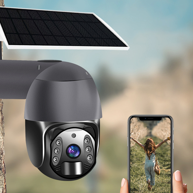 Outdoor Solar Powered 4G PTZ CCTV Camera with Motion Detection Remote Access & IP Network Home Security for Farms Monitoring