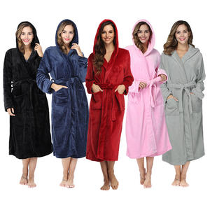Custom Embroidered Robes <strong>Women</strong> Robes Plush Fleece Hooded Bathrobe Thick Nightgown with Pockets <strong>Fluffy</strong> <strong>Pyjamas</strong> <strong>Women</strong> Sleepwear - Product Image 1