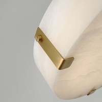 Plafonnier rond en laiton massif et albâtre, fait main, sur mesure, style américain moderne, luxe léger, pour chambre à coucher