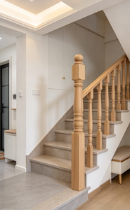 Poste de Escalera Minimalista EFS NP03 de Madera Sólida, Columna de Escalera con Acabado en Roble Blanco, Fabricación Duradera - Product Image 3