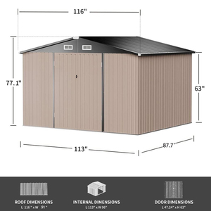 Cobertizo de herramientas marrón para césped al aire libre moderno, cobertizo de almacenamiento de jardín de <span class=keywords><strong>aluminio</strong></span> y Metal impermeable - Product Image 2