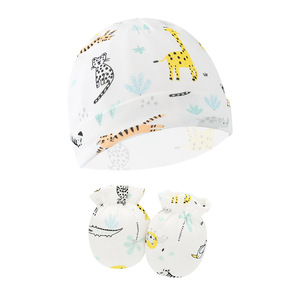 Chapéu do bebê e <span class=keywords><strong>Mittens</strong></span> <span class=keywords><strong>Set</strong></span> Bebê Recém-nascido Chapéus Bonés para o Bebê Meninos Meninas 0-6 Meses 100% Algodão - Product Image 6