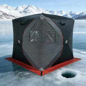 Grande tente de pêche sur glace isolée, carrée, double couche, en coton épais, résistante au froid, pour l'hiver et l'extérieur - Product Image 4