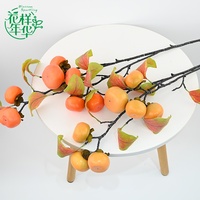 Groothandel 89cm Kunstmatige Perzikrode Fruit Ornament met Gele Bladeren voor Huis Festival Feest Bruiloft Decoratie