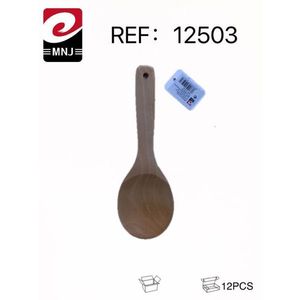 MNJ Wooden Rice Spoon 12503 Natural Wood Kitchen Utensil 12Pcs Pack - Product Image 3