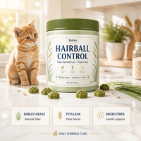 Complément Naturel Anti-Boules de Poils pour Chats – Formule Triple Fibres d'Orge, Psyllium et Lécithine – Friandises Tendres – Vente en Gros
