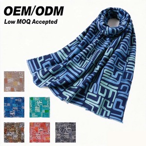 ผ้าพันคอไหมคอตตอนสองด้านขายส่ง ลายตารางเขาวงกตแบบมินิมอลสำหรับฤดูหนาว ขนาด 180x90 ซม. ผ้าคลุมไหลอุ่นๆ สำหรับผู้หญิง - Product Image 1