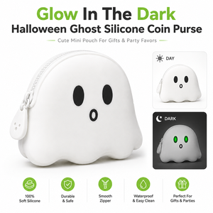 Glow in the Dark Halloween Ghost Silicone Coin <b>Purse</b> <b>Cute</b> Mini Pouch Party Favor Gift Bag Custom OEM ODM Seasonal Product - Product Image 1
