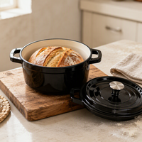 Cocotte en fonte émaillée ronde Joho, de 20 cm à 32 cm, ustensile de cuisine, six couleurs, marque privée, vente en gros, fournisseur OEM ODM