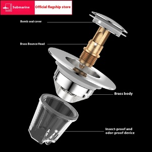 Modern General Drain Press Type Submarine Basin Toilet Wash Basin with Leaking <strong>Plug</strong> for Bathroom and <strong>Kitchen</strong> - Product Image 5