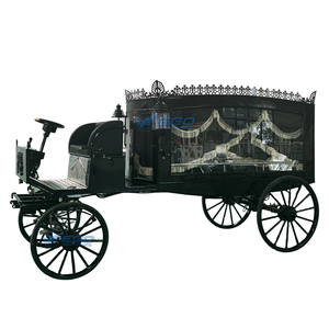 Charrette funéraire antique à chevaux, chariot funéraire moderne blanc, charrette funéraire à chevaux pour cérémonie funéraire blanche - Product Image 5