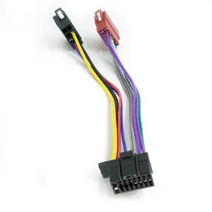 适用于JVC售后市场立体声收音机更换线束电缆，适用于索尼16针端口至 (8 + 8) 针ISO端口线束