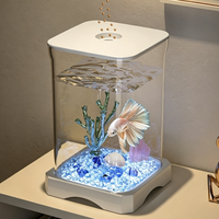 Magnifique mini aquarium de bureau, kit de démarrage, petit poisson rouge, poisson betta, lumière LED, réservoir en plastique acrylique personnalisé, utilisation domestique