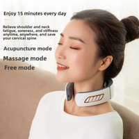Masseur de cou intelligent à commande vocale, best-seller, impulsions électriques EMS, 9 niveaux d'intensité, 6 modes, chauffage, rechargeable