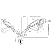 Support de bras de moniteur double avec support de montage à ressort à gaz Support réglable pour un placement facile du moniteur