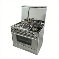 Cuisinière autonome 4 brûleurs gaz et 2 électriques avec four 120L grande capacité en acier inoxydable pour usage commercial et domestique