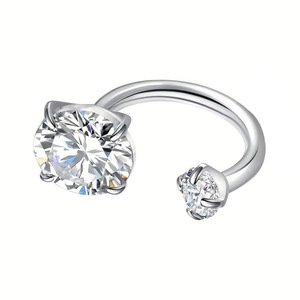 Anillo de Herradura en Forma de U de Acero Inoxidable 316L con Rosca Interna |   Joyería para Piercings de Labios, Nariz y Cartílago con Zirconia - Product Image 2