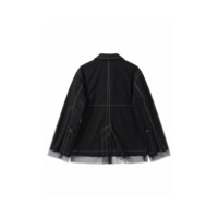 Blazer noir pour femme Anjie avec logo personnalisé OEM ODM, broderie en point de croix, superposition en maille, veste de costume bohème à marque privée, vente en gros